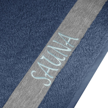 Saunakilt Herren 55x140 cm | Lima Saunahandtuch mit Klettverschluss Blau – Jeans