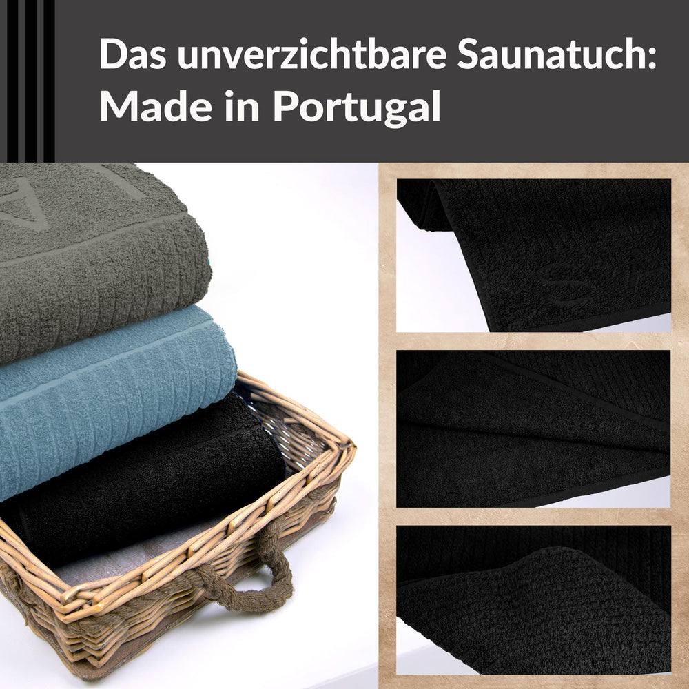 Saunatuch 85x200 cm Schwarz, Kopenhagen Saunahandtuch