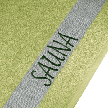 Saunakilt Herren 55x140 cm | Lima Saunahandtuch mit Klettverschluss Grün – Salbei