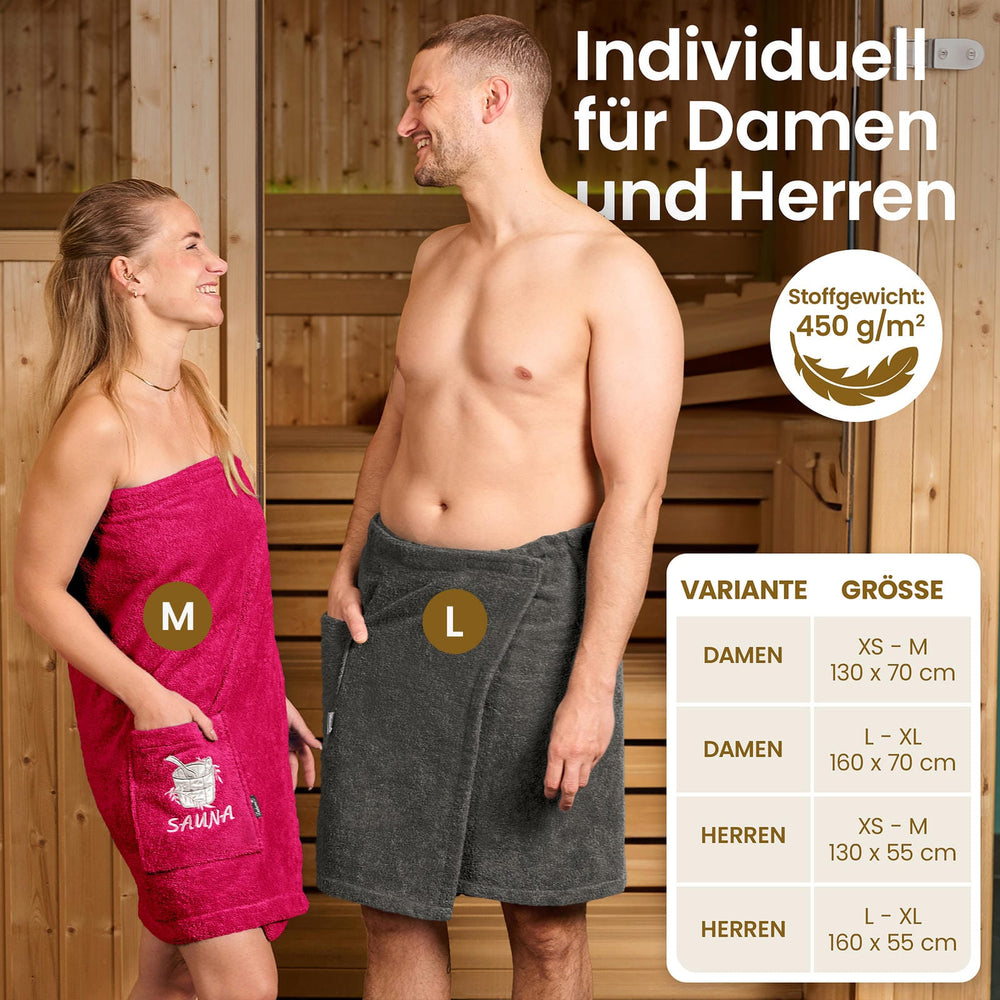 Saunakilt Damen Pink - Purpur Saunatuch mit Klettverschluss XS - M