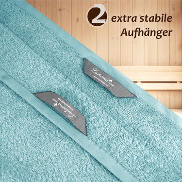 Wellness Frottee Saunatuch 100x200 cm, Lima XXL Sauna Handtuch Blau - Pastellblau