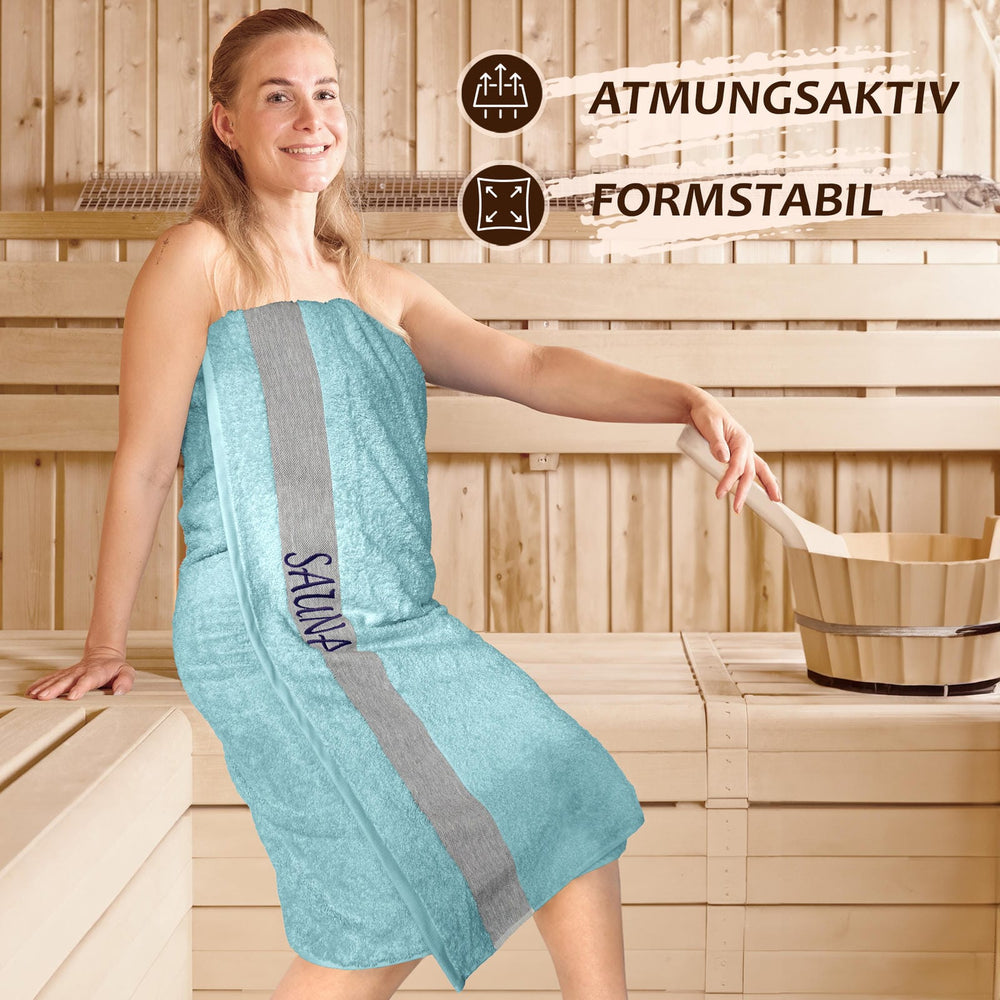 Wellness Frottee Saunatuch 100x200 cm, Lima XXL Sauna Handtuch Blau - Pastellblau