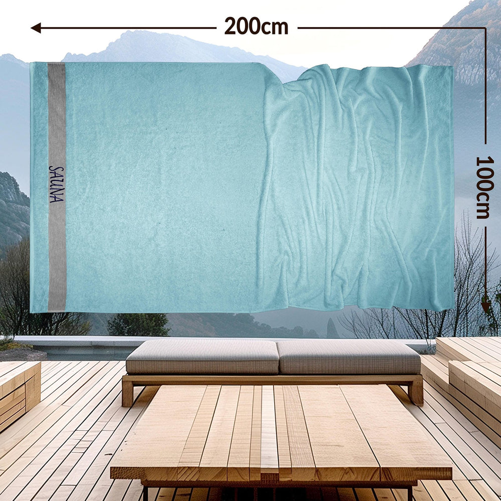 Wellness Frottee Saunatuch 100x200 cm, Lima XXL Sauna Handtuch Blau - Pastellblau