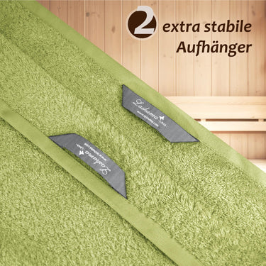 Wellness Frottee Saunatuch 100x200 cm, Lima XXL Sauna Handtuch Grün - Salbei