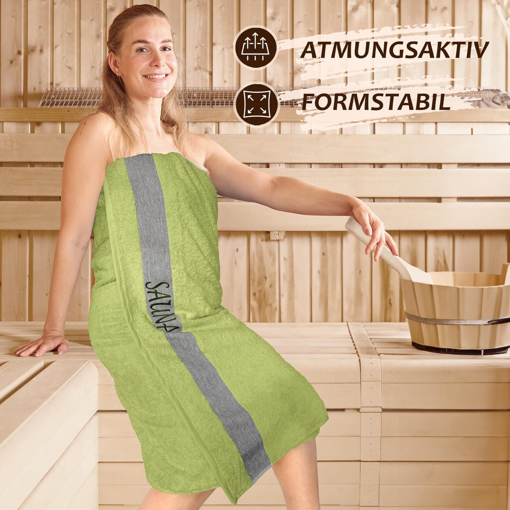 Wellness Frottee Saunatuch 100x200 cm, Lima XXL Sauna Handtuch Grün - Salbei
