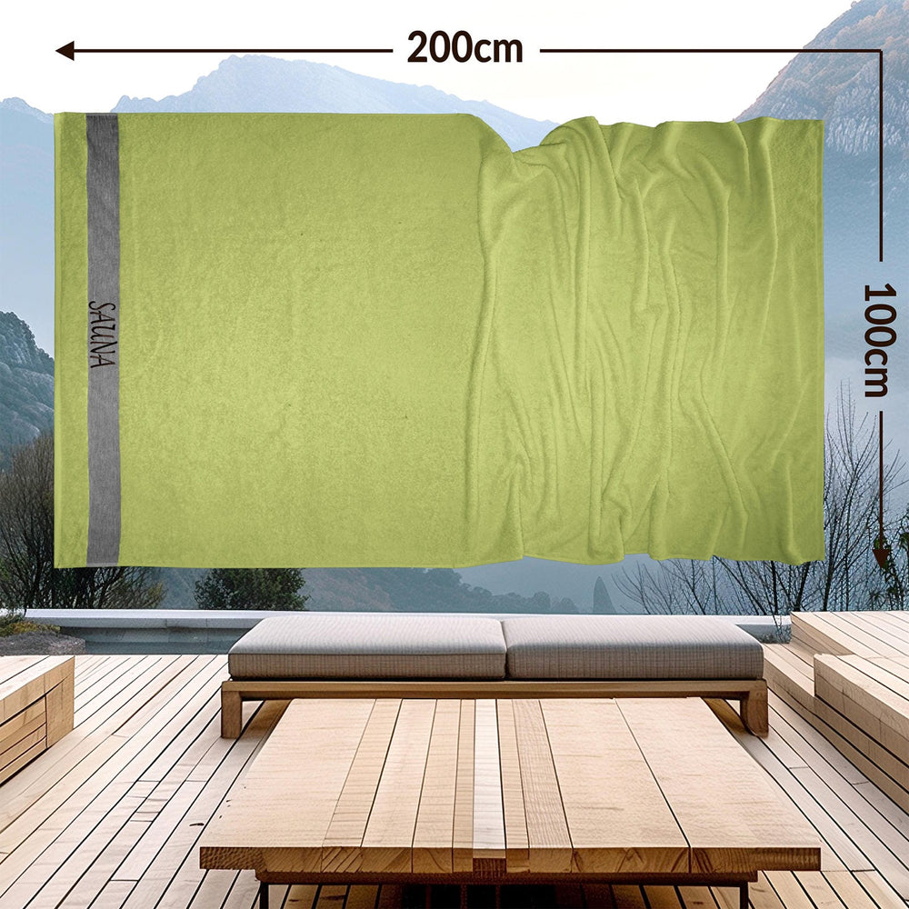 Wellness Frottee Saunatuch 100x200 cm, Lima XXL Sauna Handtuch Grün - Salbei