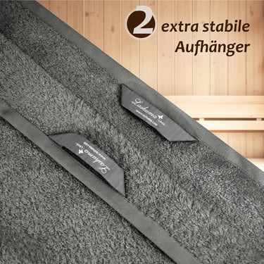 Wellness Frottee Saunatuch 100x200 cm, Lima XXL Sauna Handtuch Grau - Dunkelgrau
