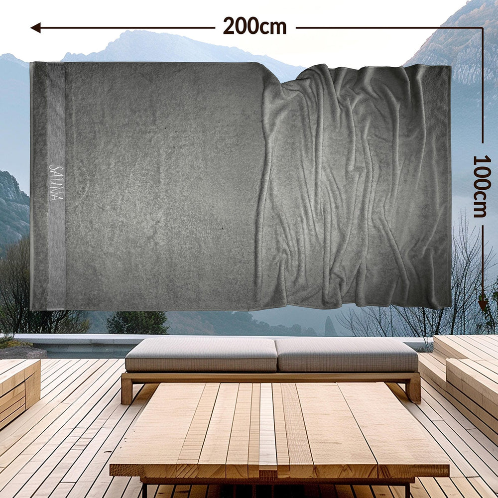 Wellness Frottee Saunatuch 100x200 cm, Lima XXL Sauna Handtuch Grau - Dunkelgrau