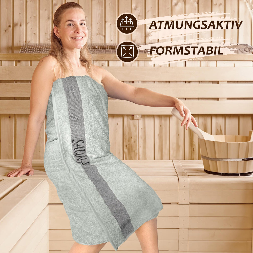 Wellness Frottee Saunatuch 100x200 cm, Lima XXL Sauna Handtuch Grau - Eisgrau