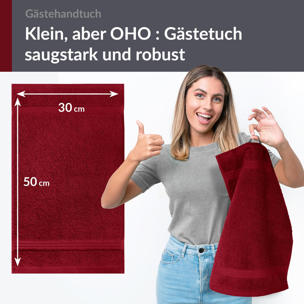 Gästehandtuch 30x50 cm Rot - Rubin