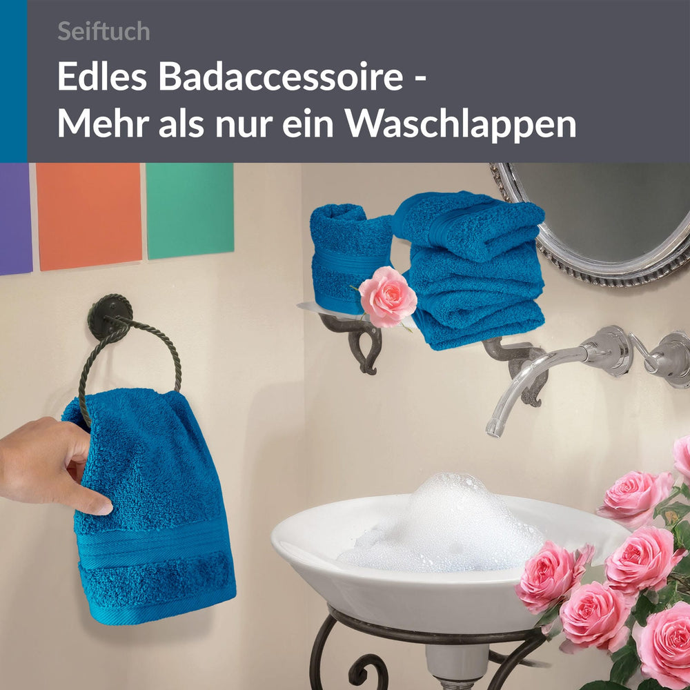 Seiftücher 30x30 cm, 6er Set Waschlappen Blau - Petrol