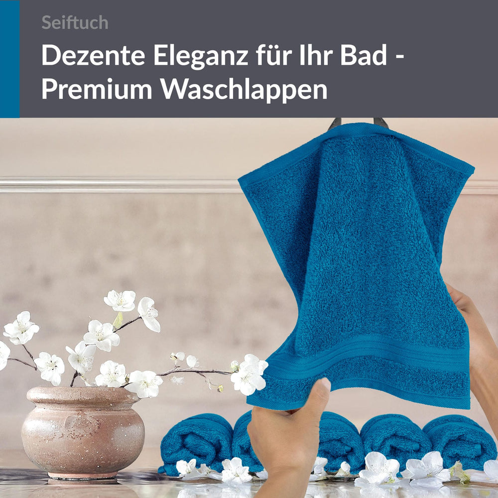 Seiftücher 30x30 cm, 6er Set Waschlappen Blau - Petrol