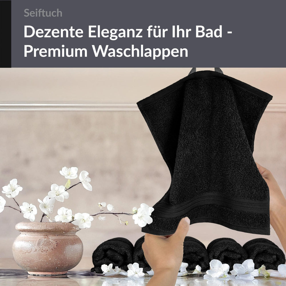 Seiftücher 30x30 cm, 6er Set Waschlappen Schwarz