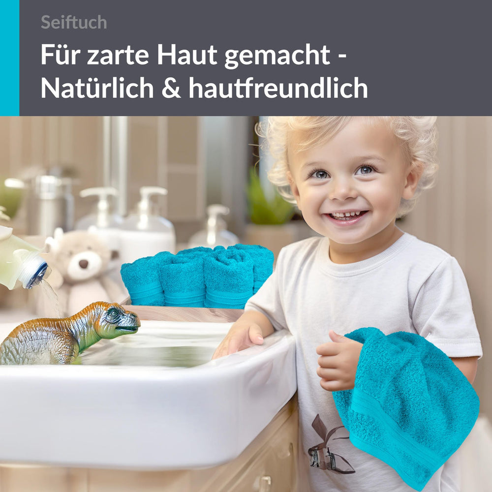 Seiftücher 30x30 cm, 6er Set Waschlappen Blau - Aquamarin