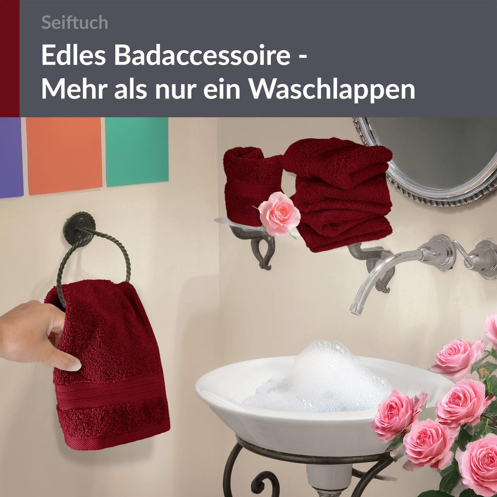 Seiftücher 30x30 cm, 6er Set Waschlappen Rot - Rubin