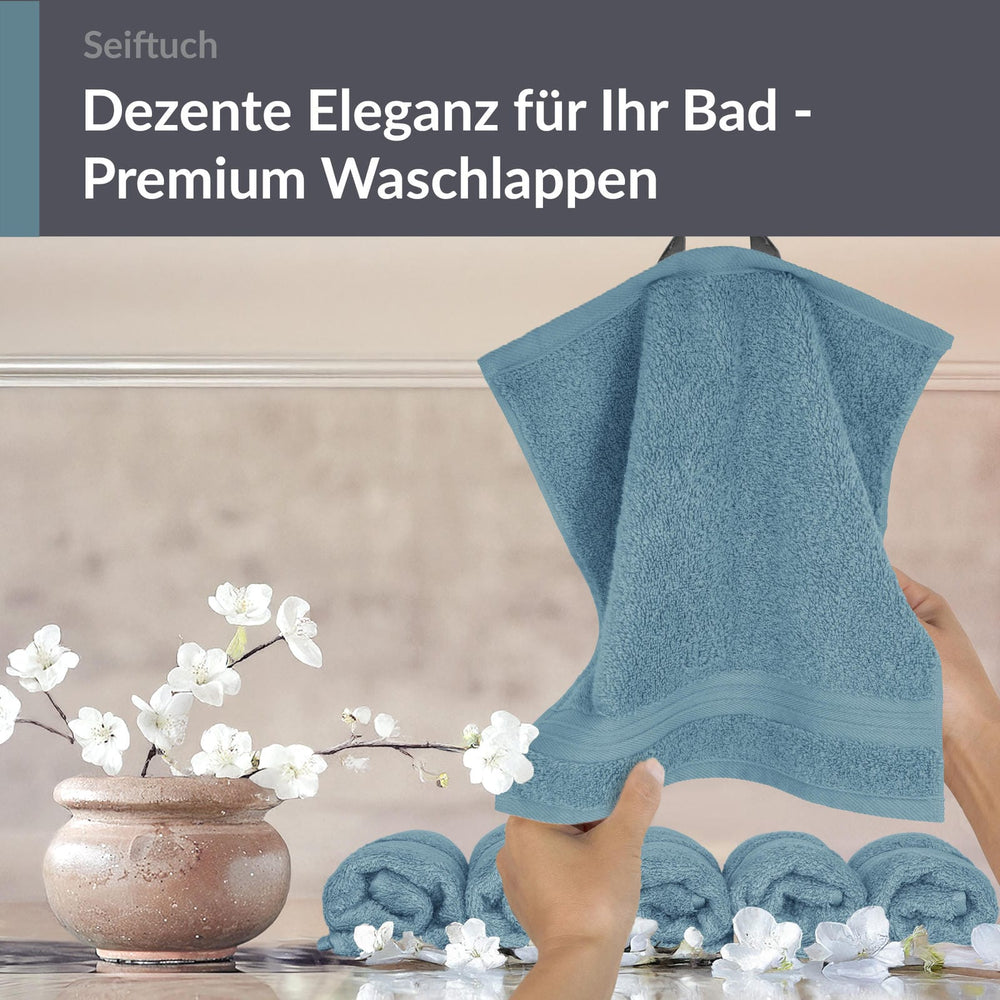 Seiftücher 30x30 cm, 6er Set Waschlappen Blau - Tauben