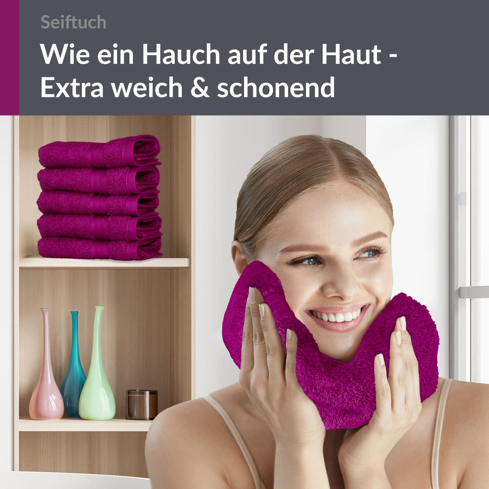 Seiftücher 30x30 cm, 6er Set Waschlappen Violett - Orchidee