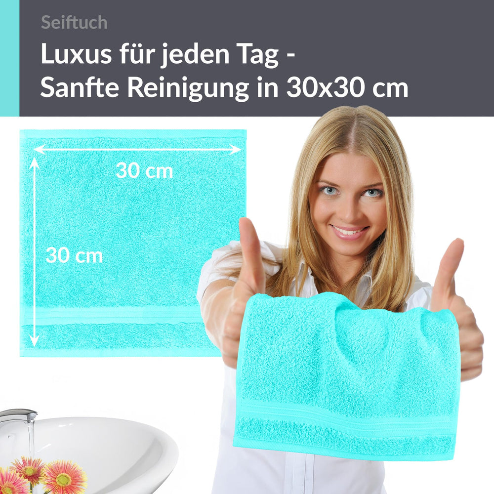 Seiftücher 30x30 cm, 6er Set Waschlappen Türkis