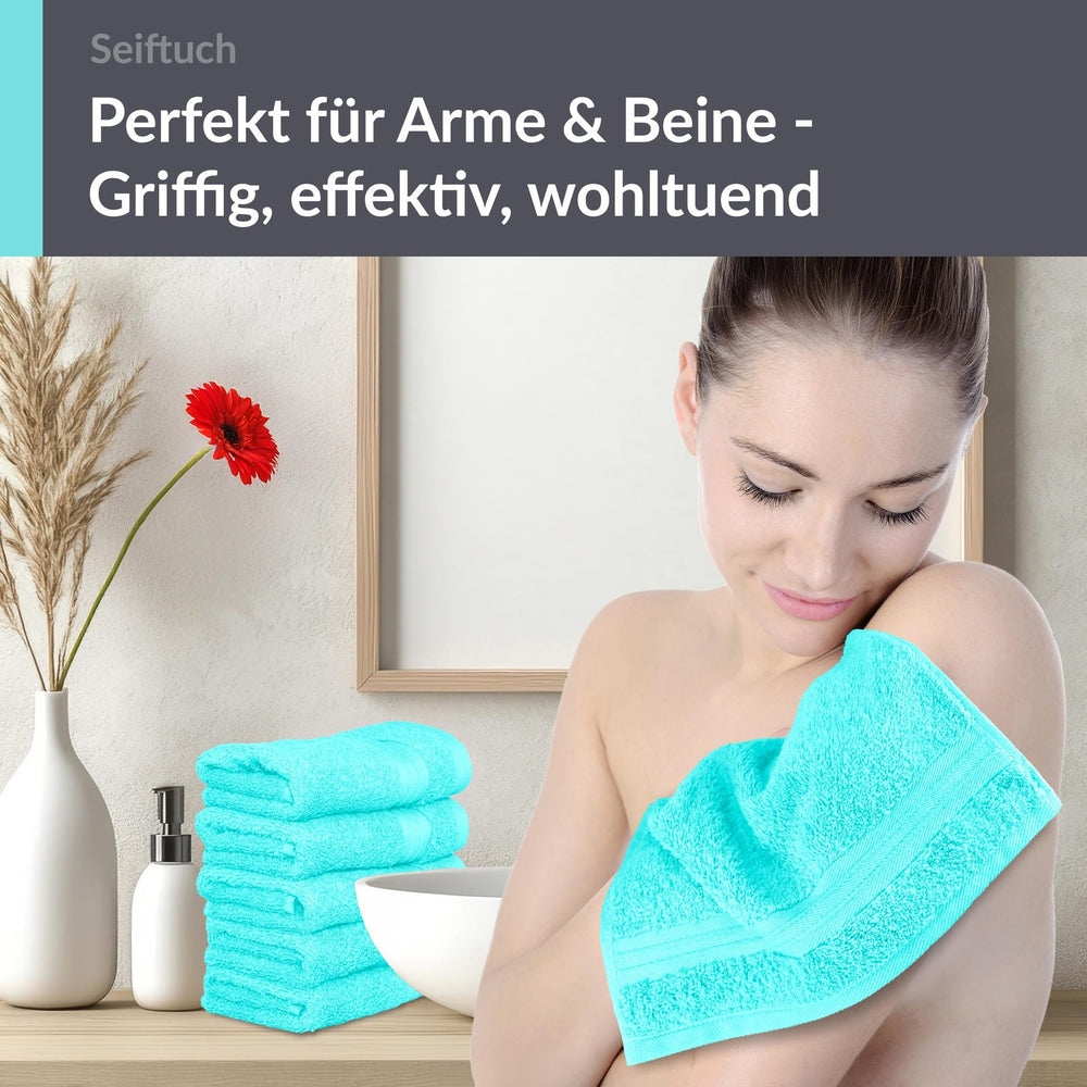 Seiftücher 30x30 cm, 6er Set Waschlappen Türkis