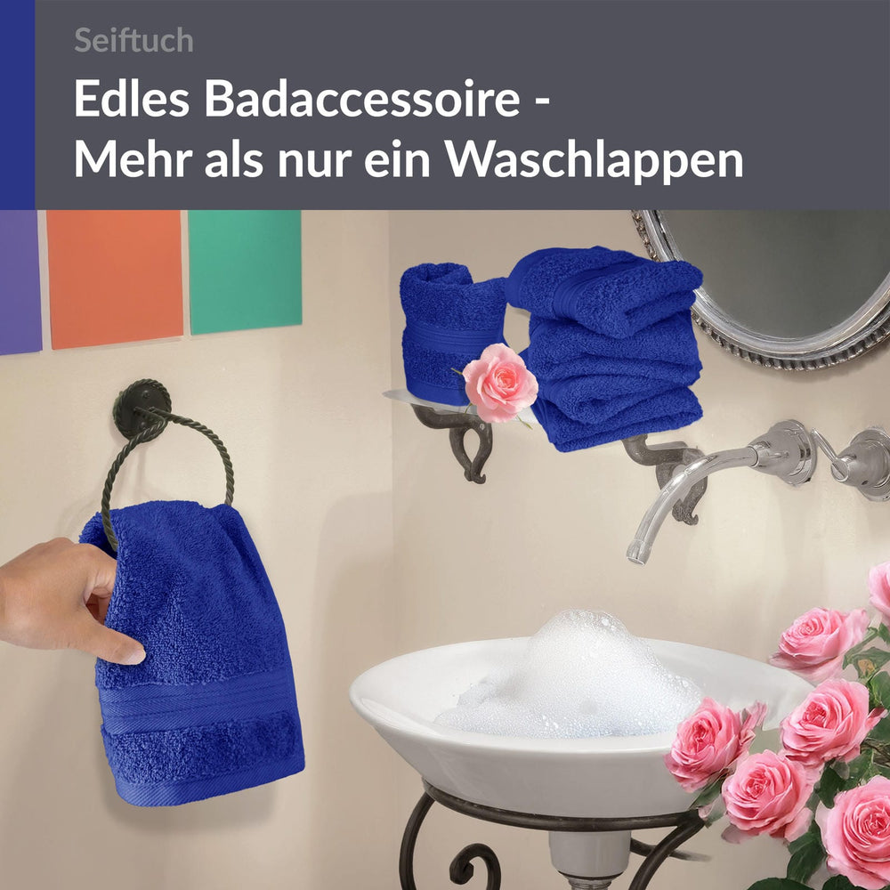 Seiftücher 30x30 cm, 6er Set Waschlappen Blau - Königsblau