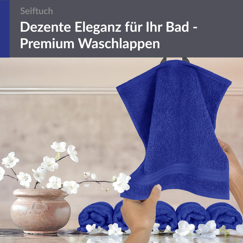 Seiftücher 30x30 cm, 6er Set Waschlappen Blau - Königsblau