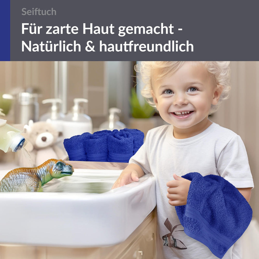 Seiftücher 30x30 cm, 6er Set Waschlappen Blau - Königsblau