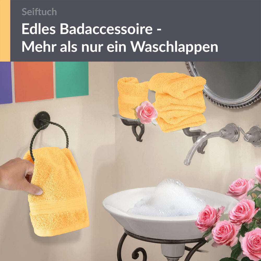 Seiftücher 30x30 cm, 6er Set Waschlappen Gelb - Aprikosen