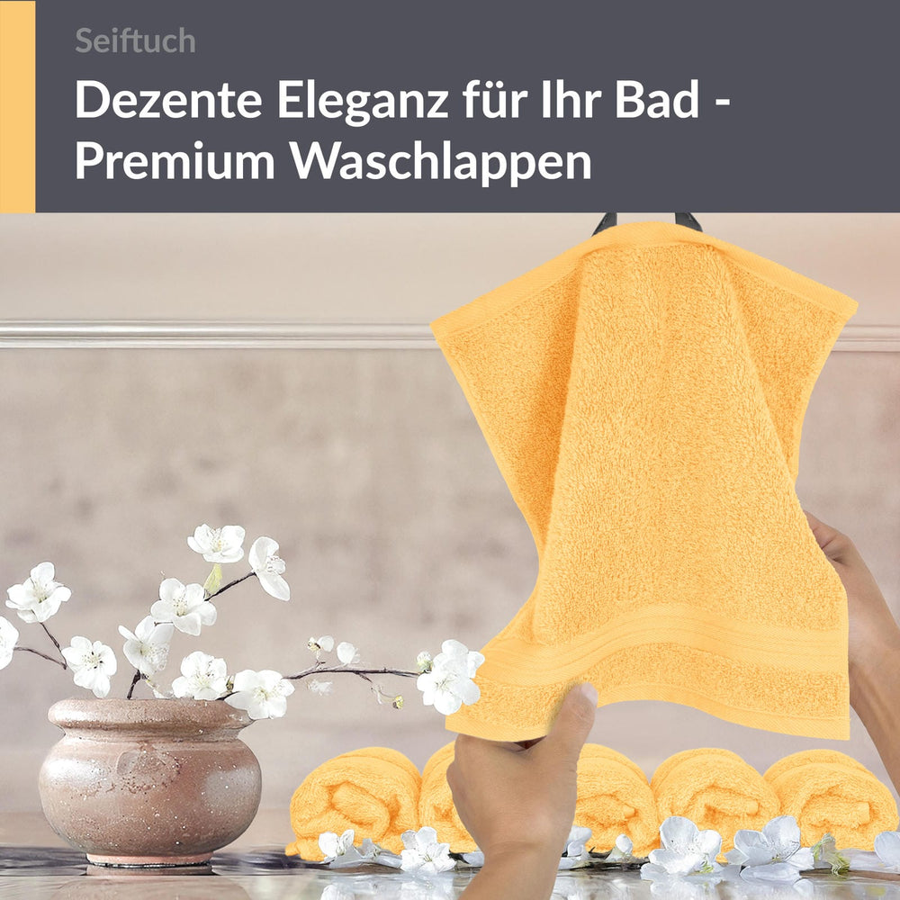 Seiftücher 30x30 cm, 6er Set Waschlappen Gelb - Aprikosen