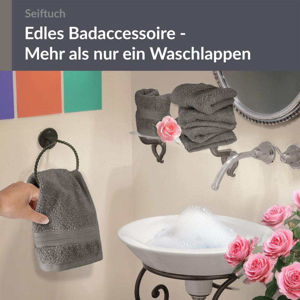 Seiftücher 30x30 cm, 6er Set Waschlappen Grau - Dunkelgrau