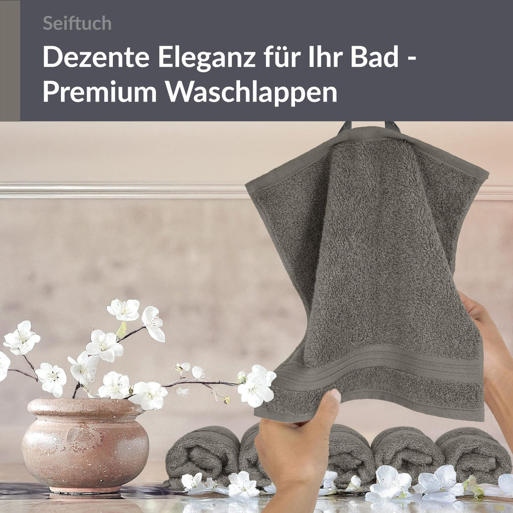 Seiftücher 30x30 cm, 6er Set Waschlappen Grau - Dunkelgrau