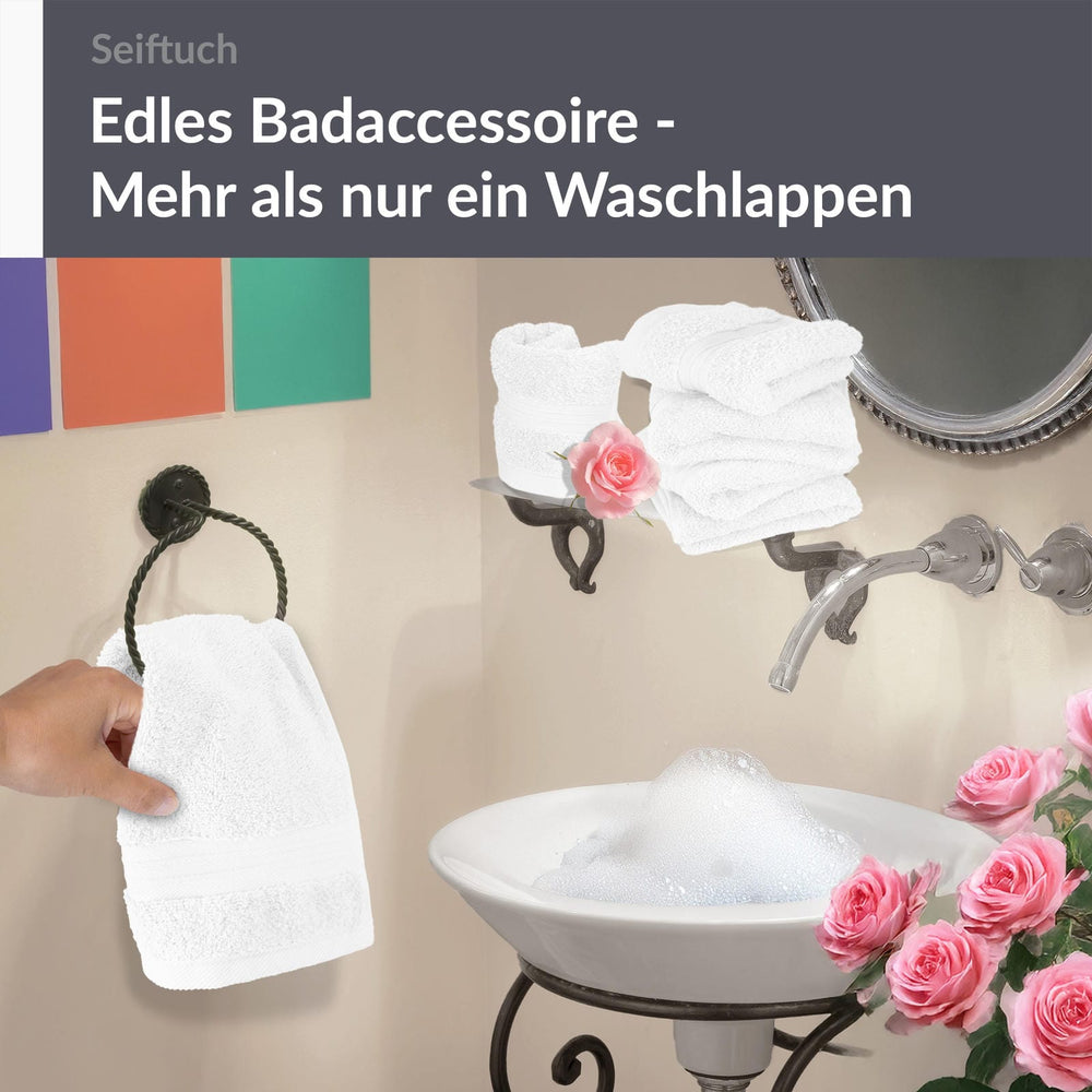 Seiftücher 30x30 cm, 6er Set Waschlappen Weiß