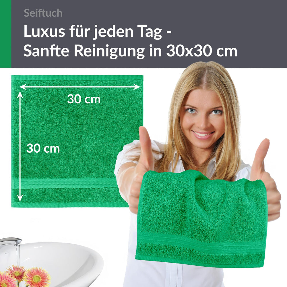 Seiftücher 30x30 cm, 6er Set Waschlappen Grün - Forst