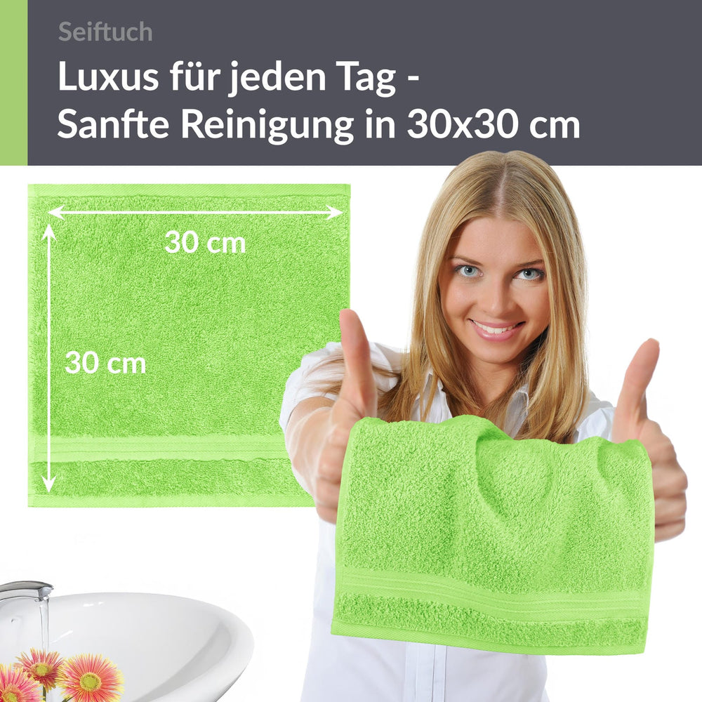 Seiftücher 30x30 cm, 6er Set Waschlappen Grün - Apfel