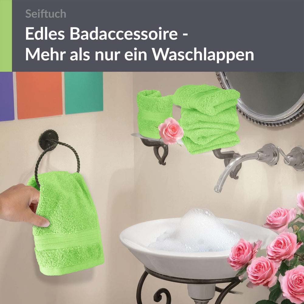 Seiftücher 30x30 cm, 6er Set Waschlappen Grün - Apfel