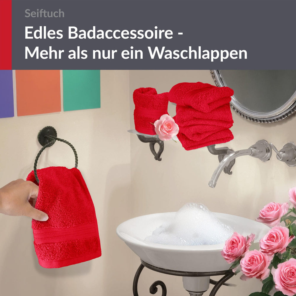 Seiftücher 30x30 cm, 6er Set Waschlappen Rot - Scharlach