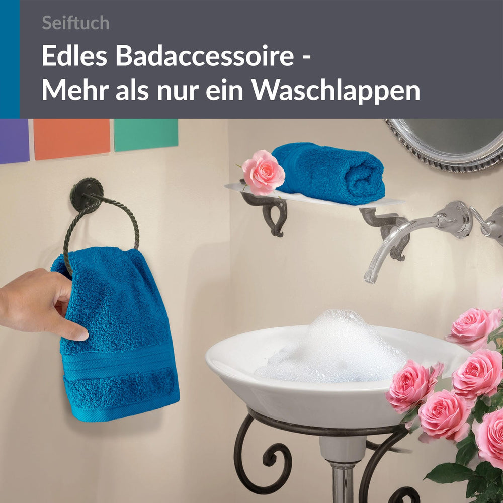 Seiftuch 30x30 cm, 2er Set Waschlappen Blau - Petrol
