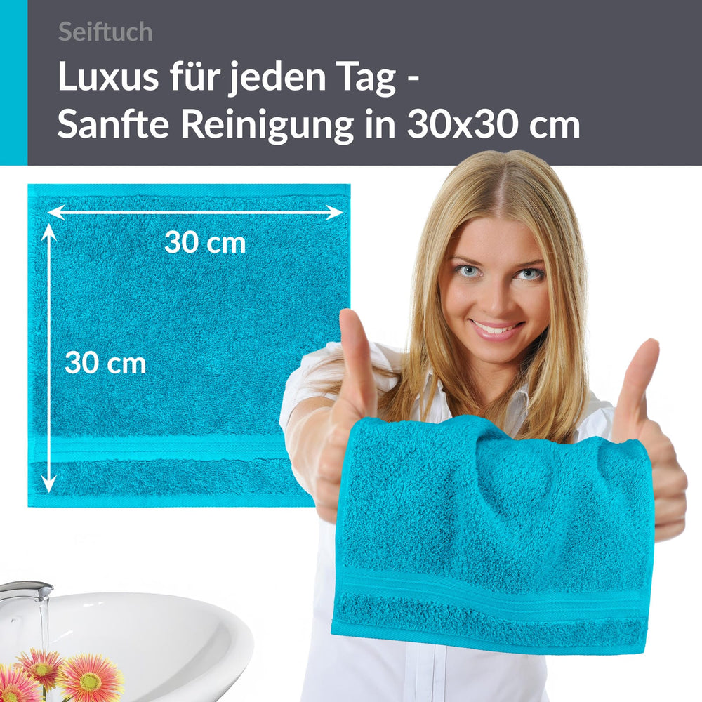 Seiftuch 30x30 cm, 2er Set Waschlappen Blau - Aquamarin