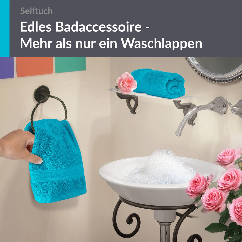 Seiftuch 30x30 cm, 2er Set Waschlappen Blau - Aquamarin