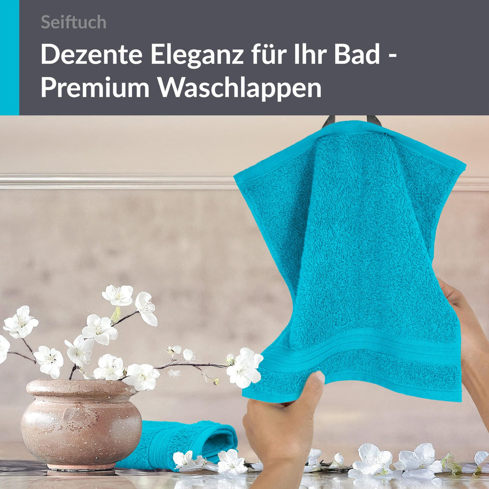 Seiftuch 30x30 cm, 2er Set Waschlappen Blau - Aquamarin