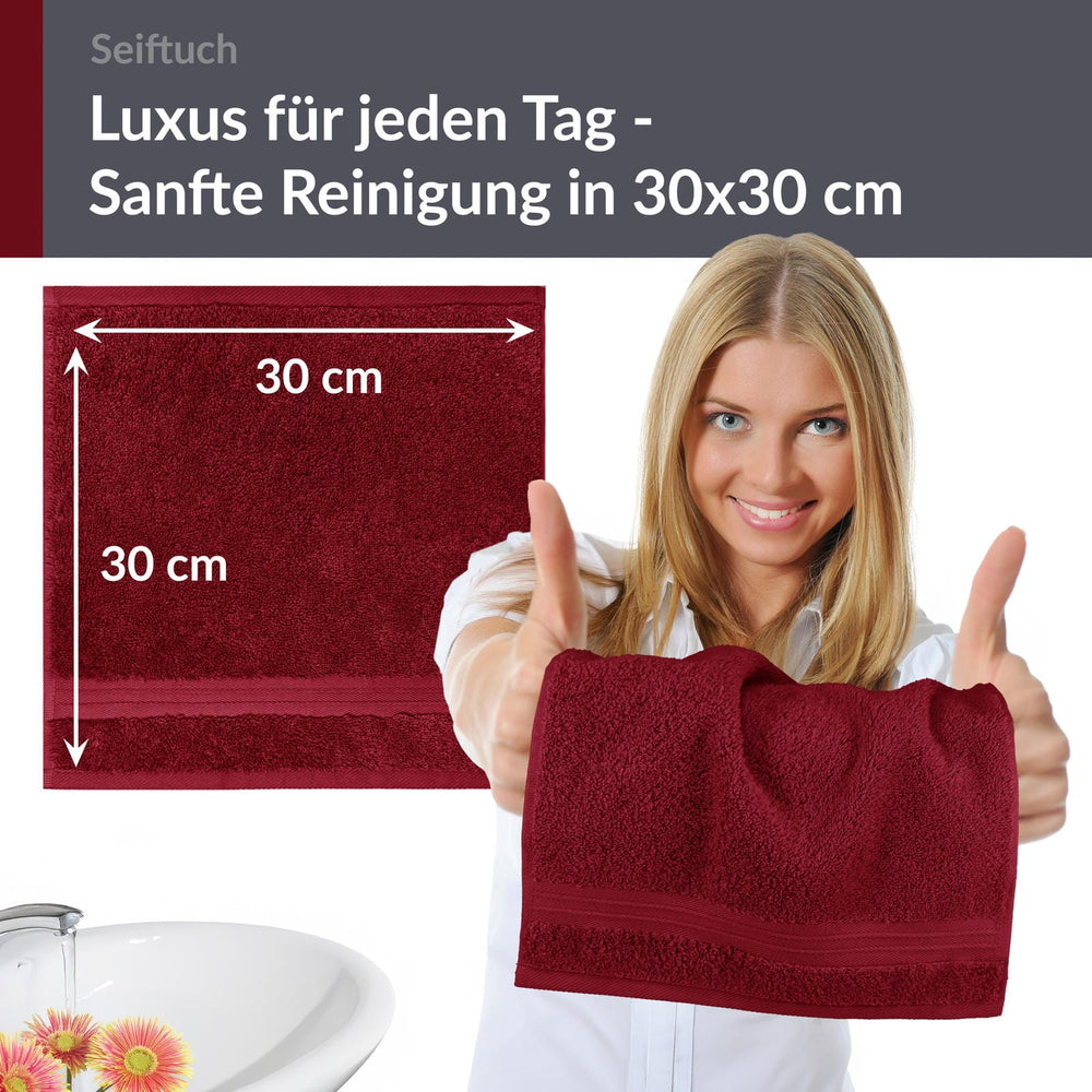 Seiftuch 30x30 cm, 2er Set Waschlappen Rot - Rubin