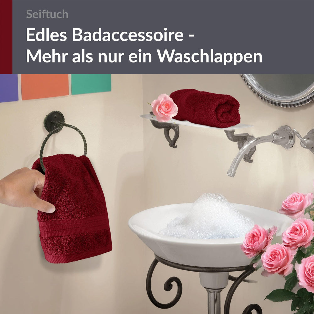 Seiftuch 30x30 cm, 2er Set Waschlappen Rot - Rubin