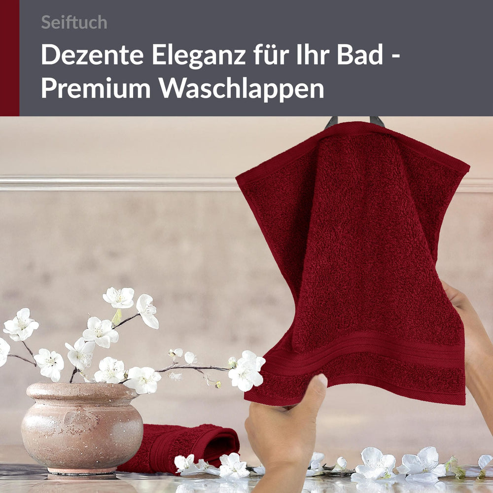 Seiftuch 30x30 cm, 2er Set Waschlappen Rot - Rubin