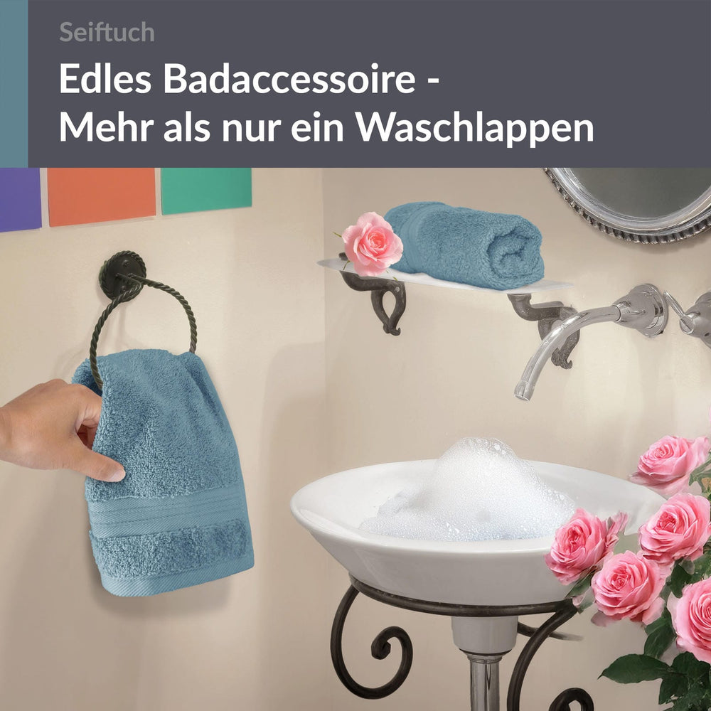 Seiftuch 30x30 cm, 2er Set Waschlappen Blau - Tauben