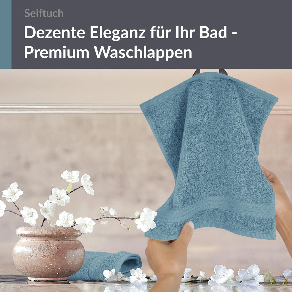 Seiftuch 30x30 cm, 2er Set Waschlappen Blau - Tauben