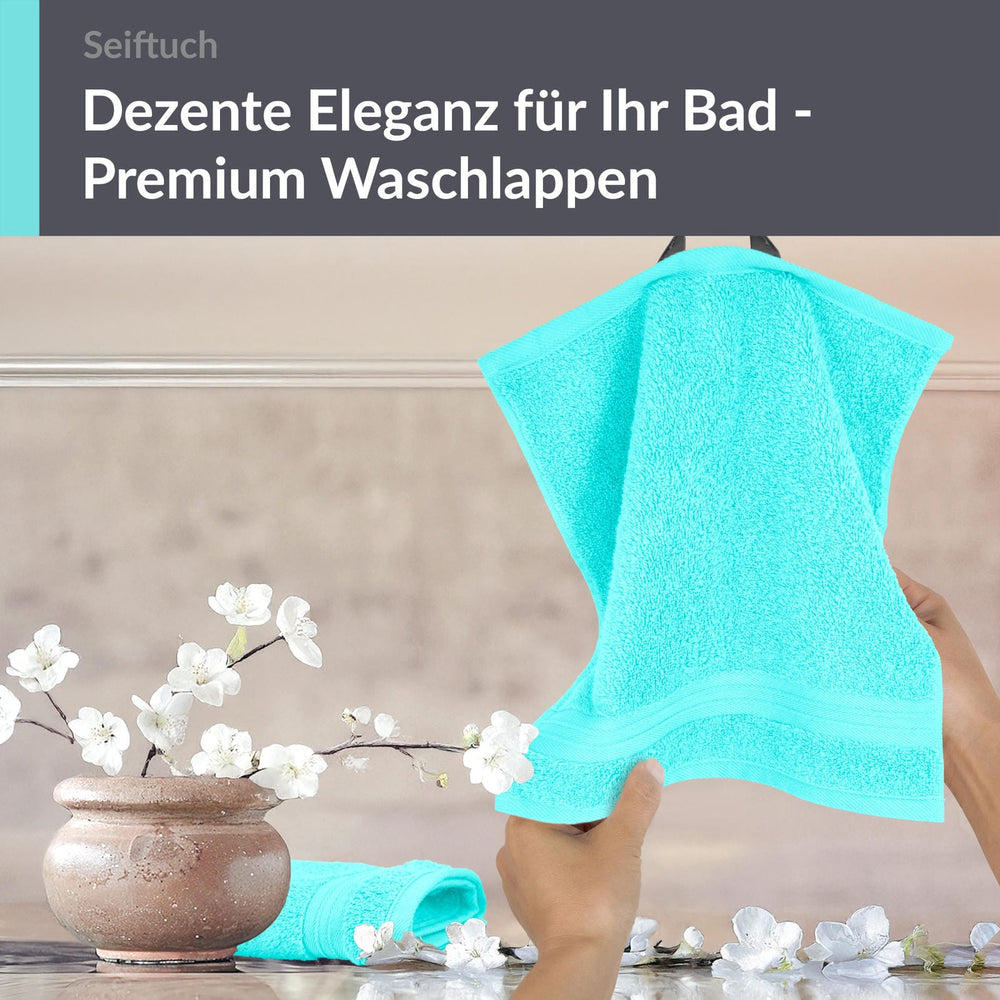 Seiftuch 30x30 cm, 2er Set Waschlappen Türkis