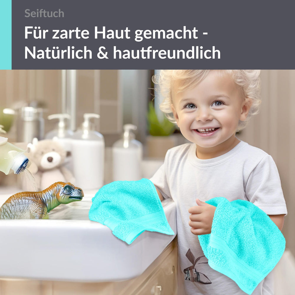 Seiftuch 30x30 cm, 2er Set Waschlappen Türkis