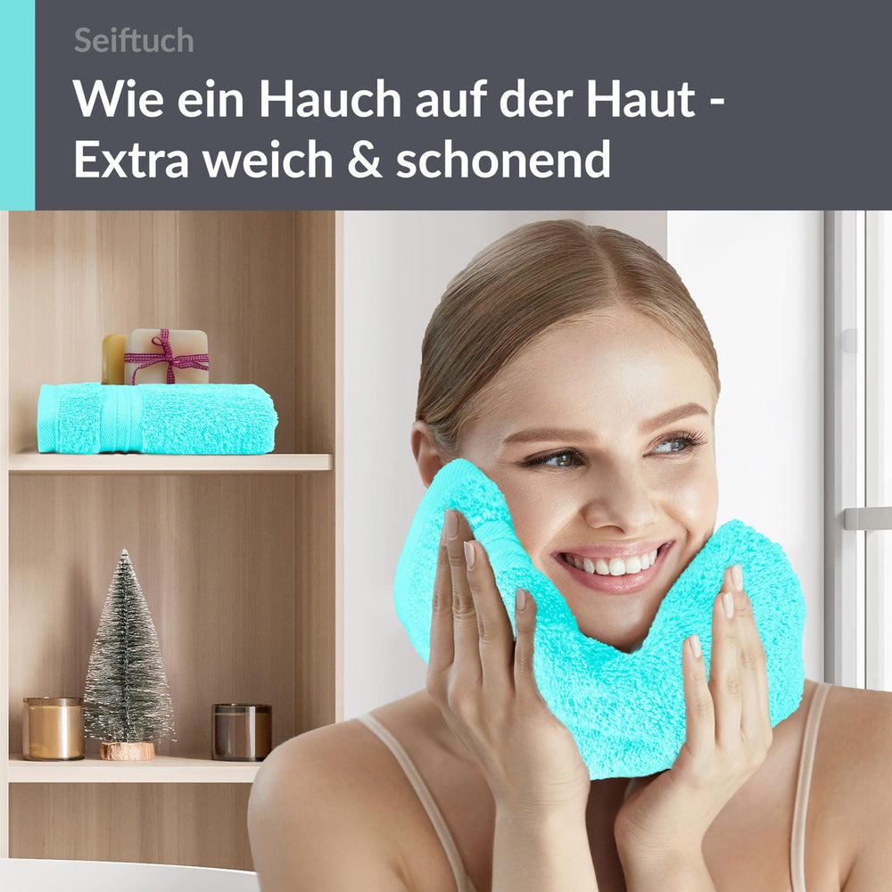 Seiftuch 30x30 cm, 2er Set Waschlappen Türkis