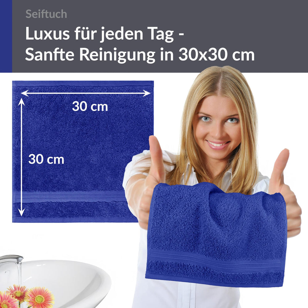 Seiftuch 30x30 cm, 2er Set Waschlappen Blau - Königsblau