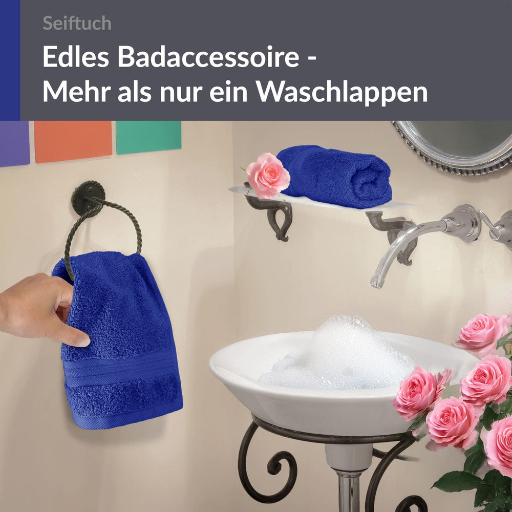 Seiftuch 30x30 cm, 2er Set Waschlappen Blau - Königsblau