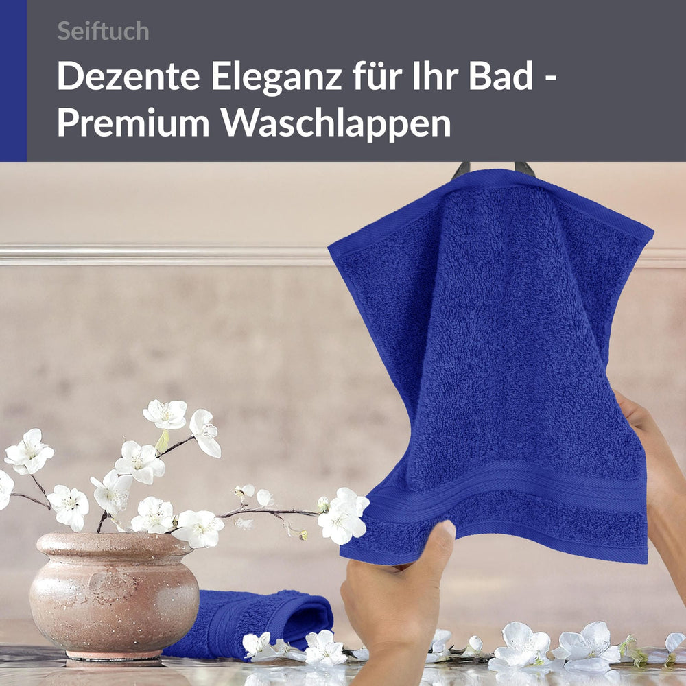 Seiftuch 30x30 cm, 2er Set Waschlappen Blau - Königsblau